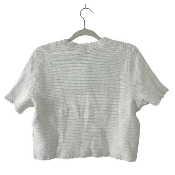 J. Crew Women's Short Sleeve Gold Button Sweater Lady Jacket L Large New - Picture 7 of 11